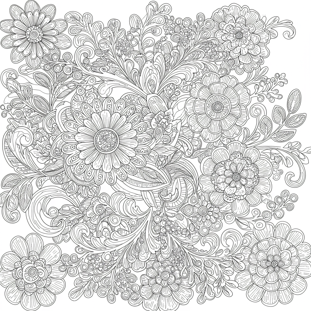 patroon bloemen kleurplaat