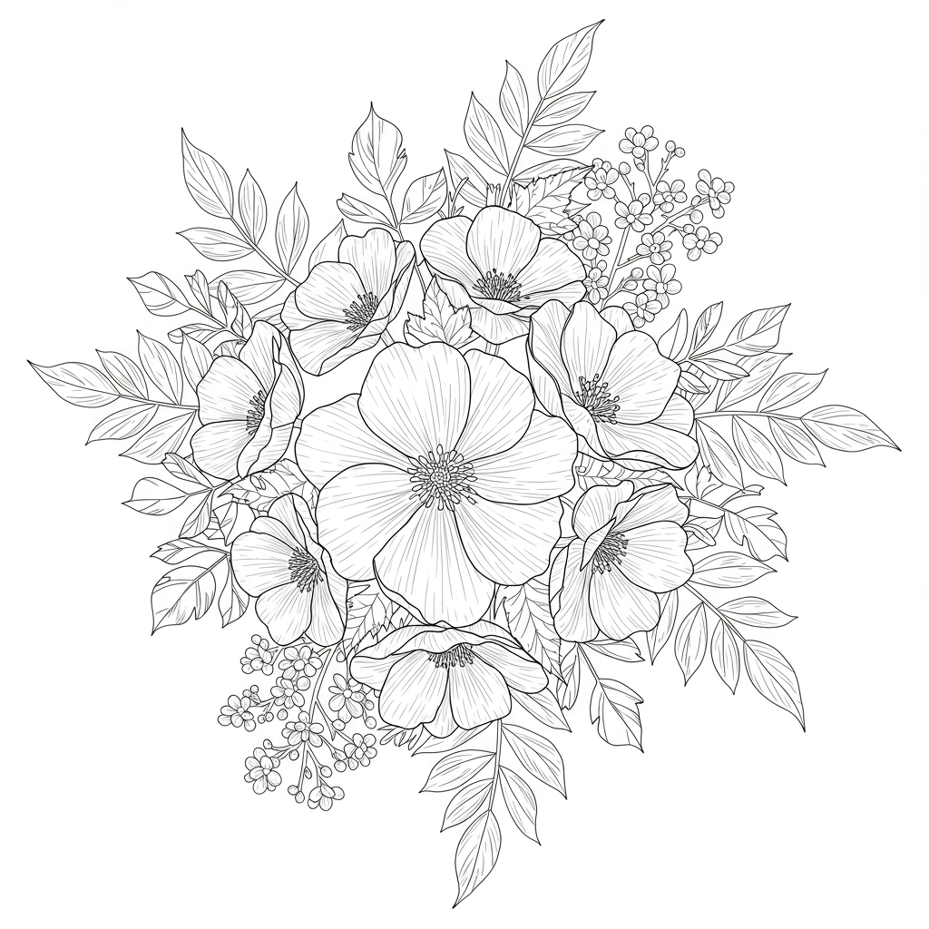 portret bloemen kleurplaat