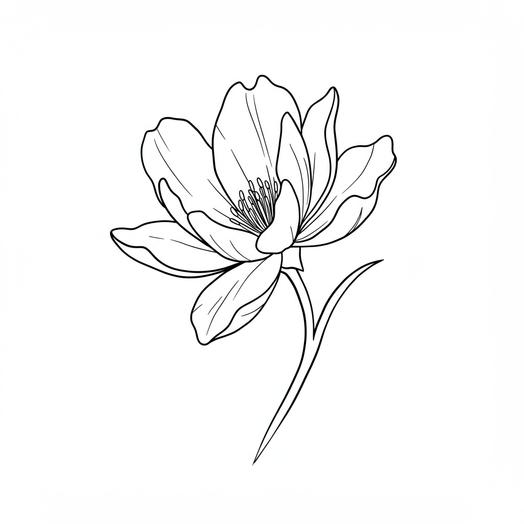 flower action coloring page