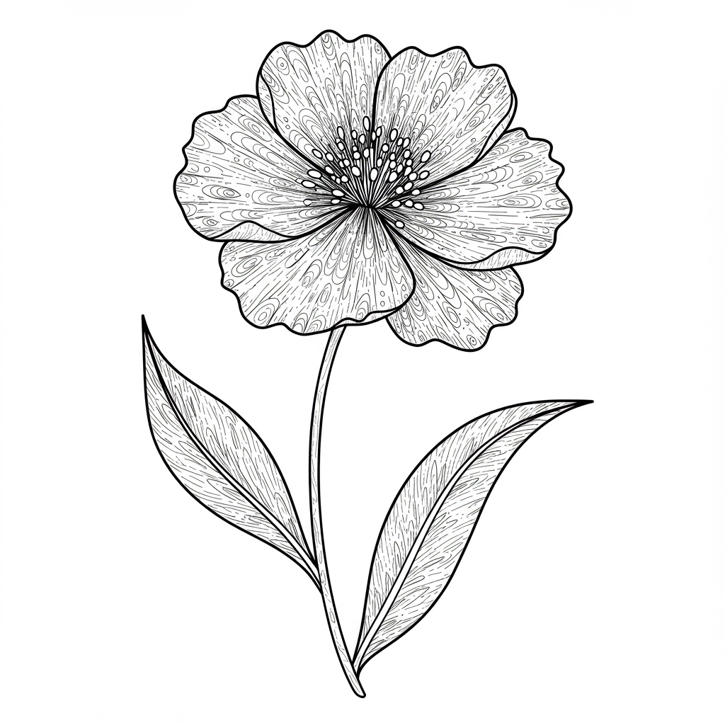 flower detailed coloring page