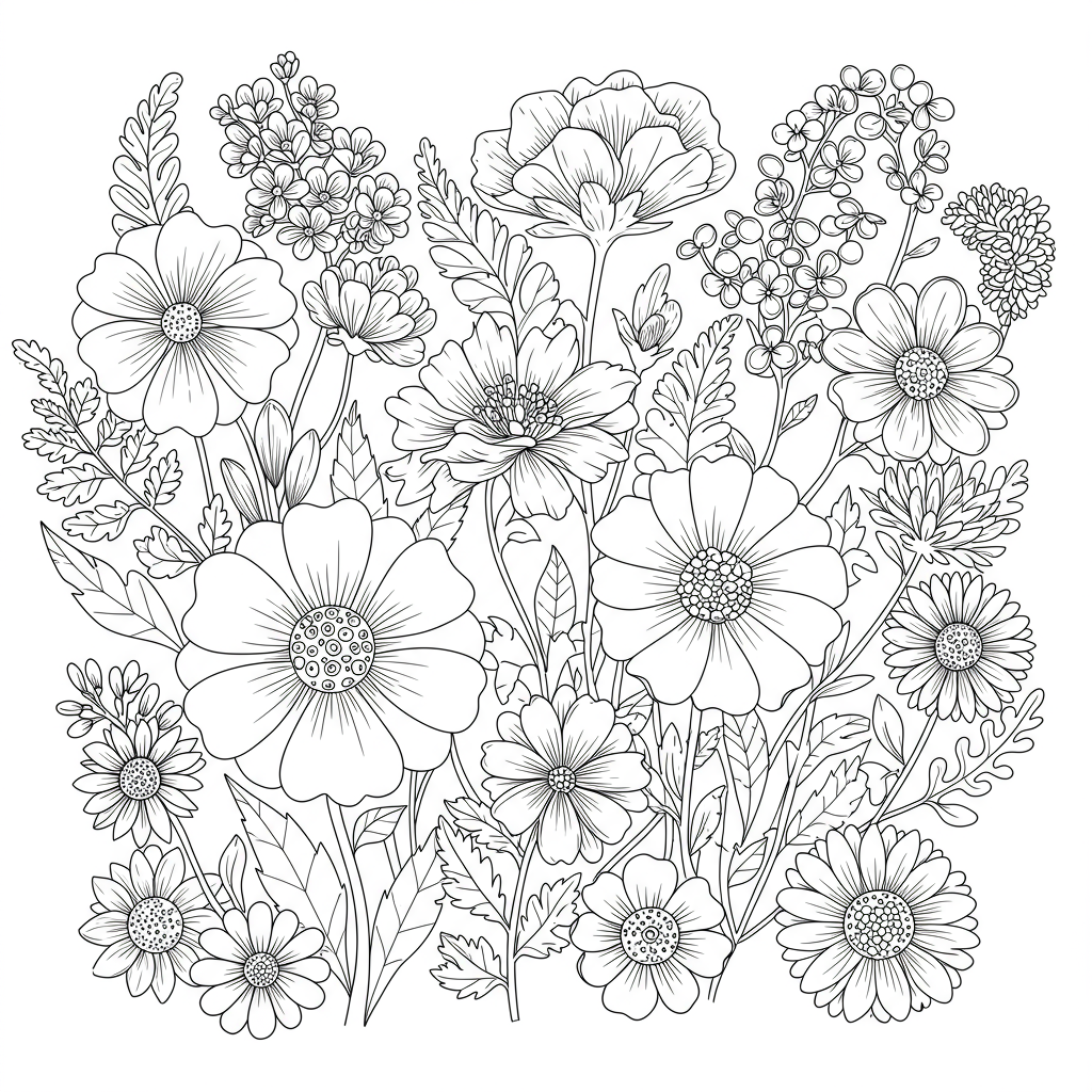 flower family coloring page