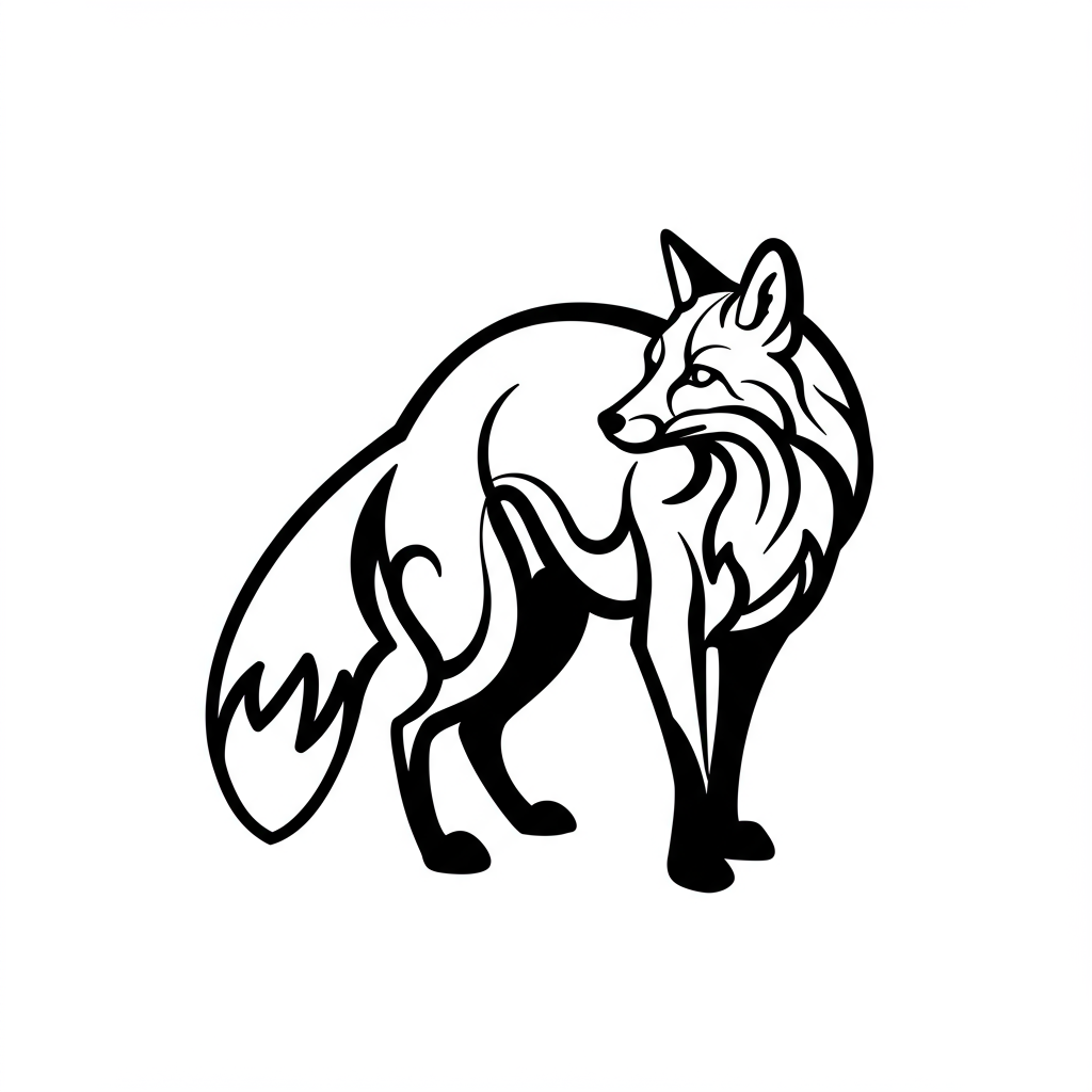fox abstract coloring page