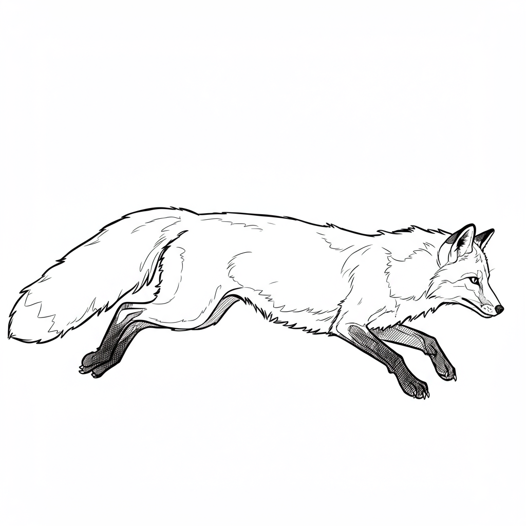 fox action coloring page