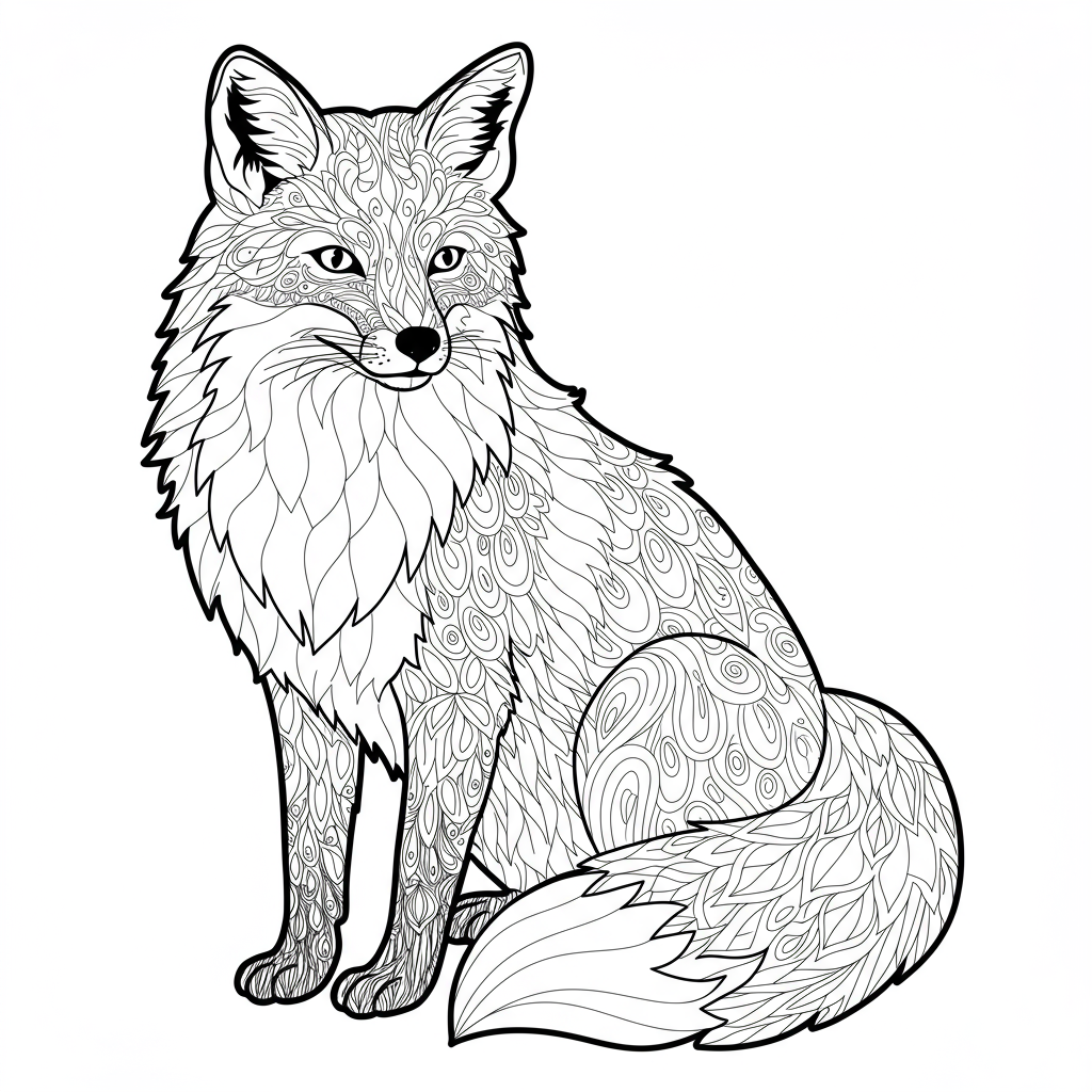 fox decorative coloring page