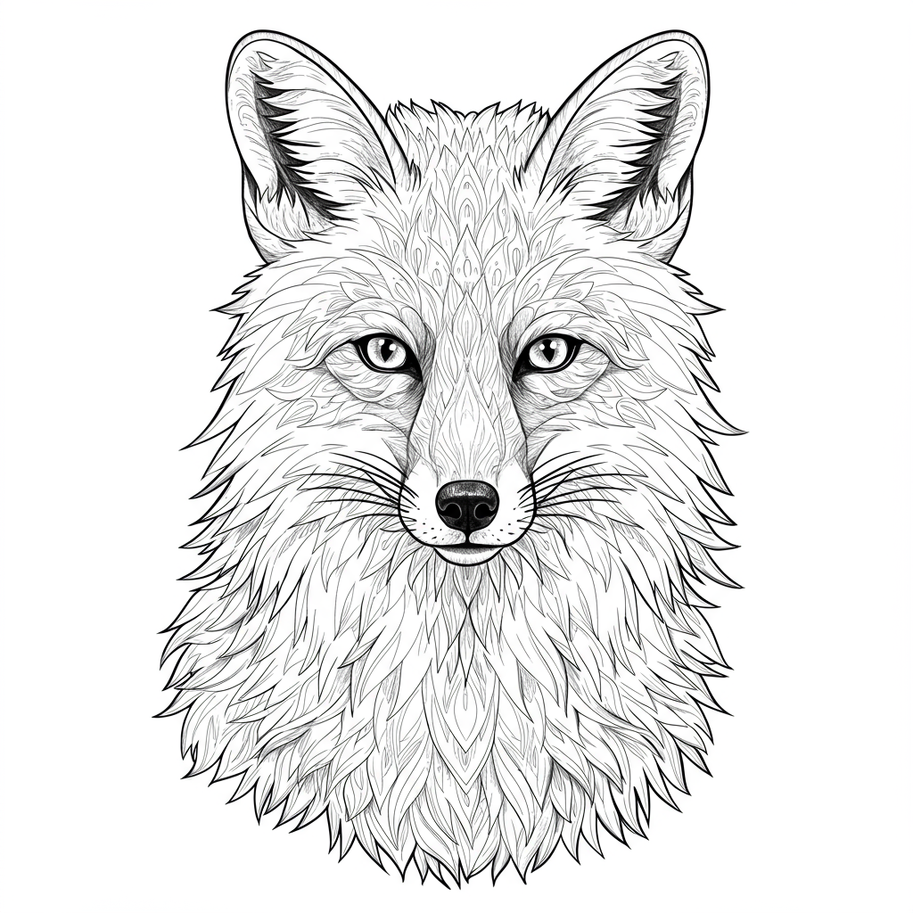 fox detailed coloring page