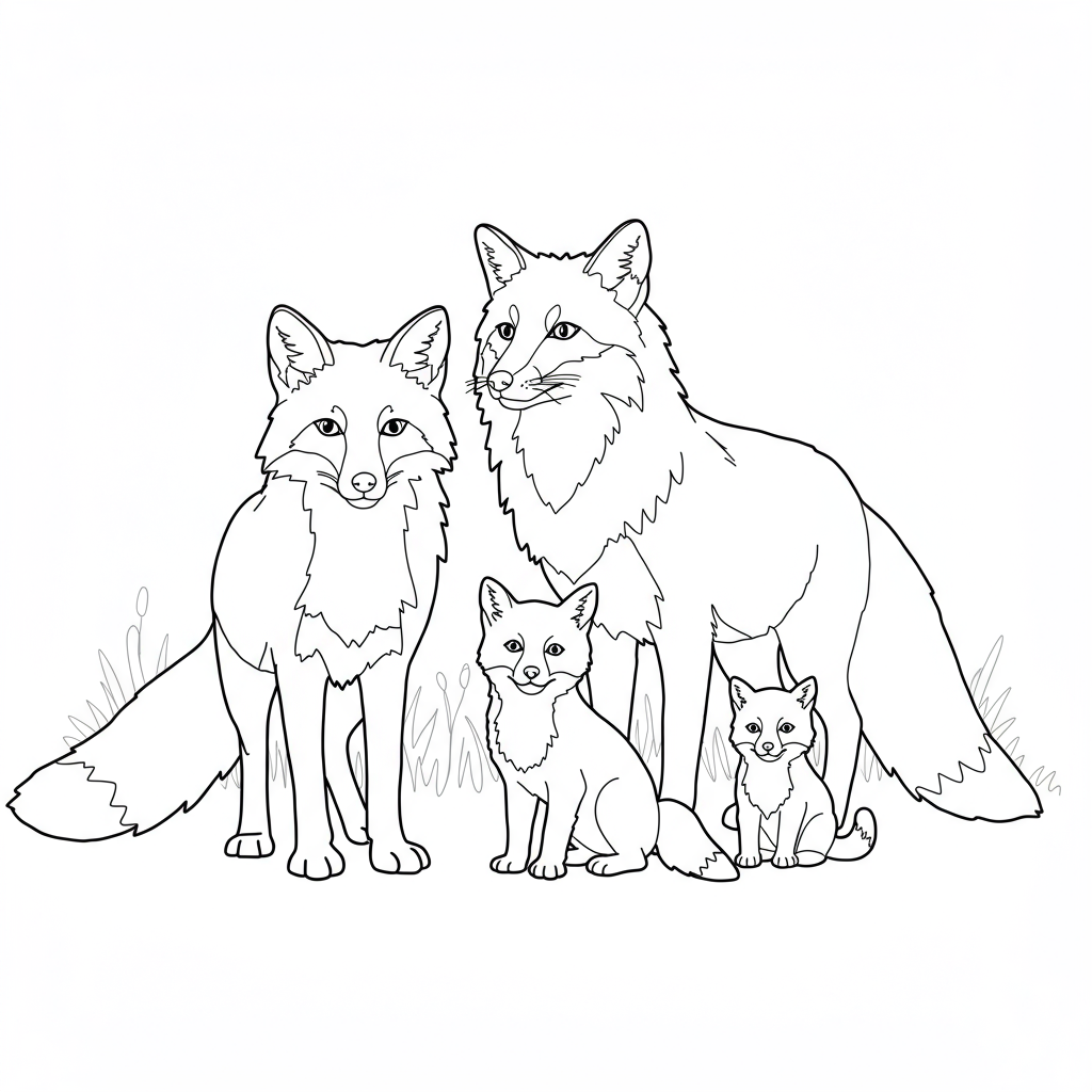 fox family coloring page