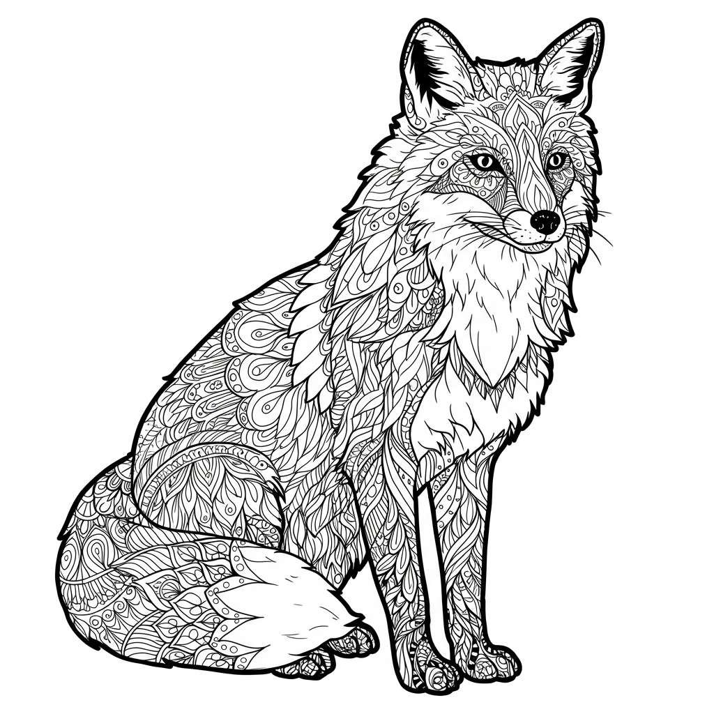 fox mandala coloring page