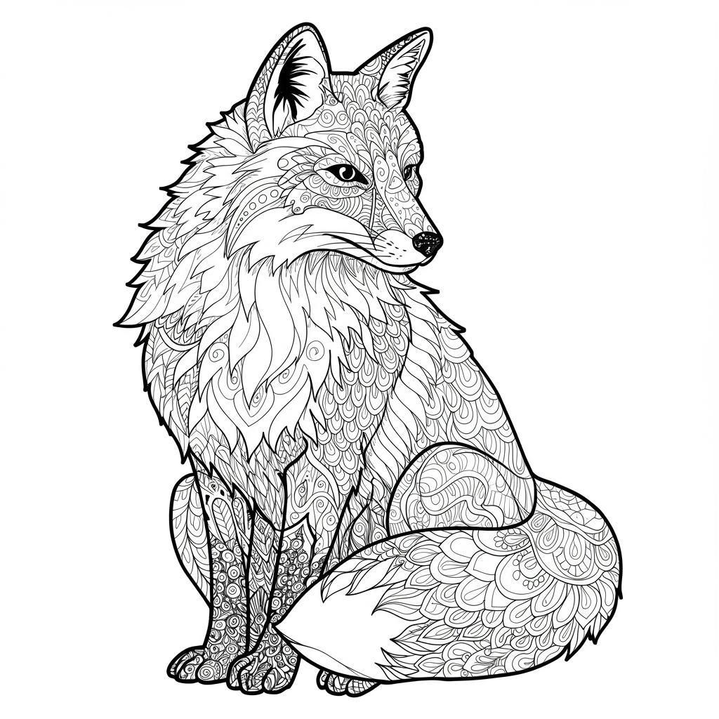 fox pattern coloring page