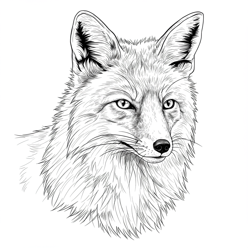 fox portrait coloring page