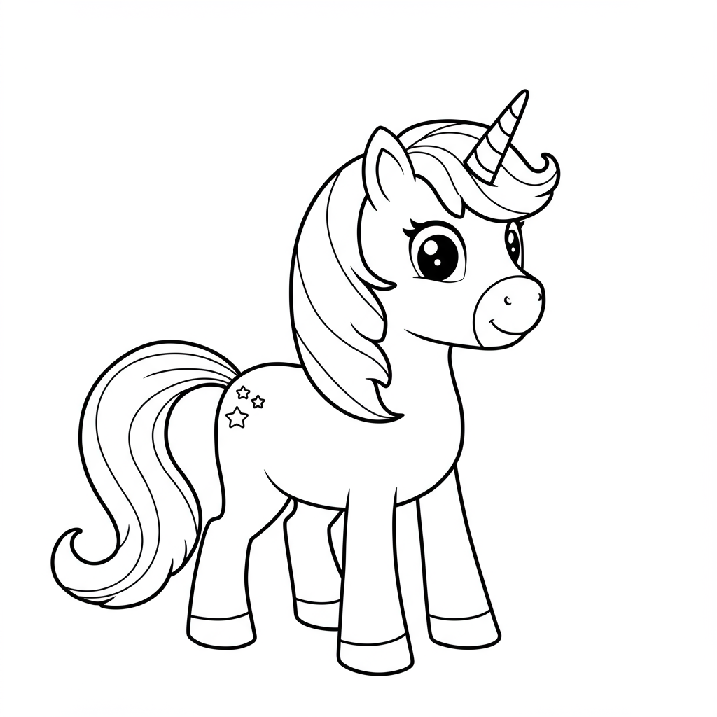 free unicorn cartoon coloring page