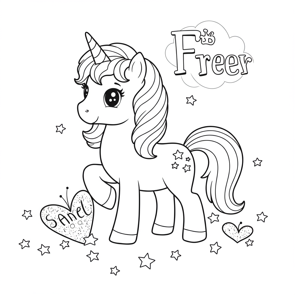 free unicorn cute coloring page