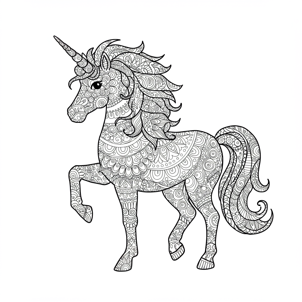free unicorn mandala coloring page