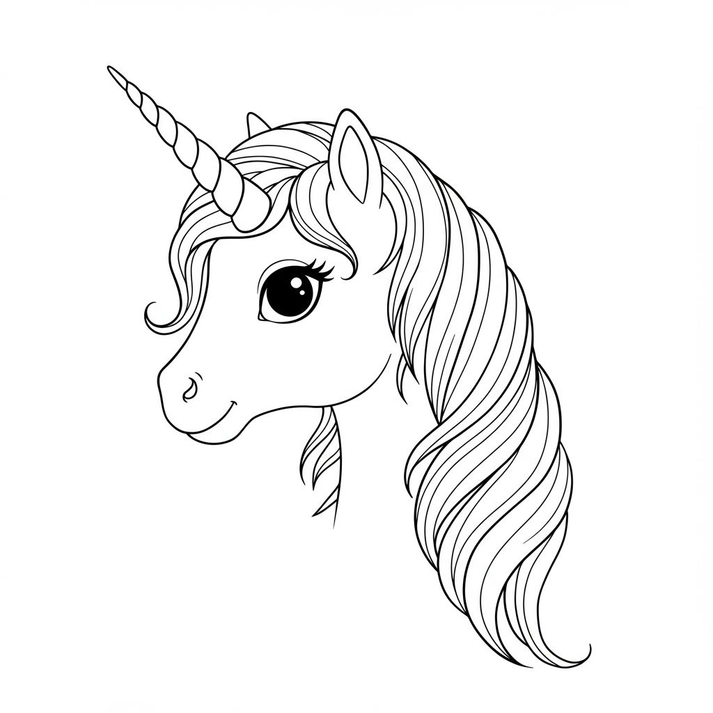 free unicorn portrait coloring page