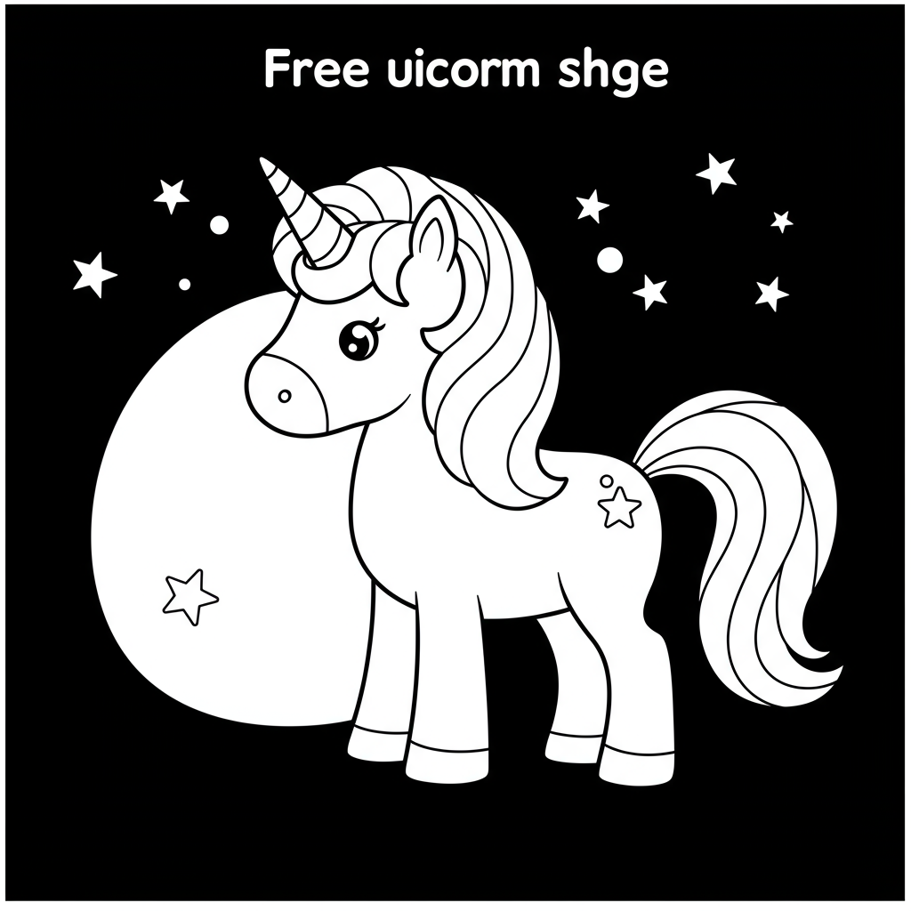 free unicorn simple coloring page