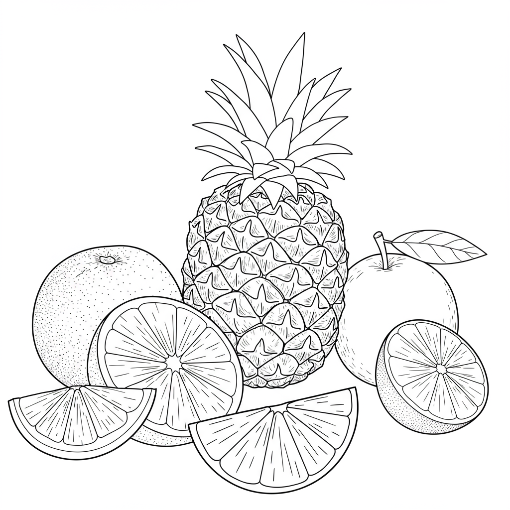 fruits for abstract coloring page
