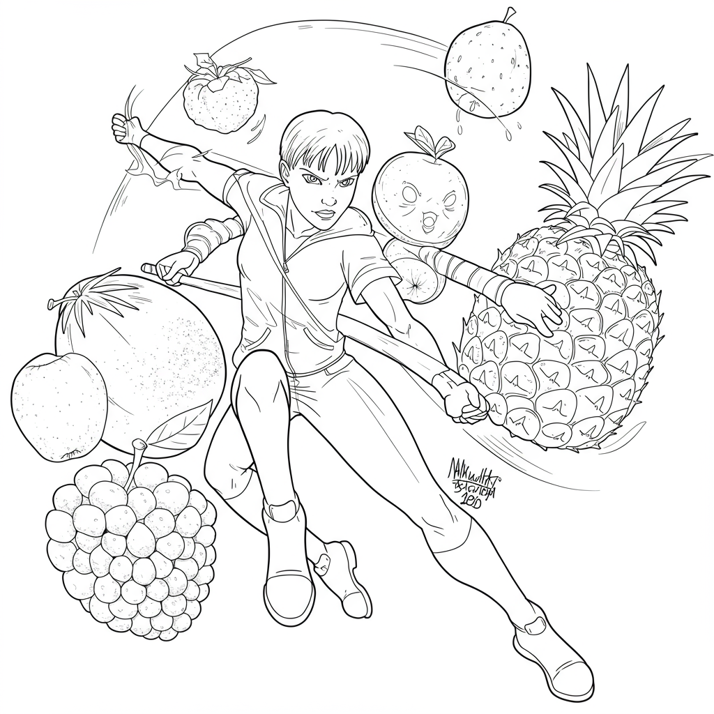 fruits for action coloring page