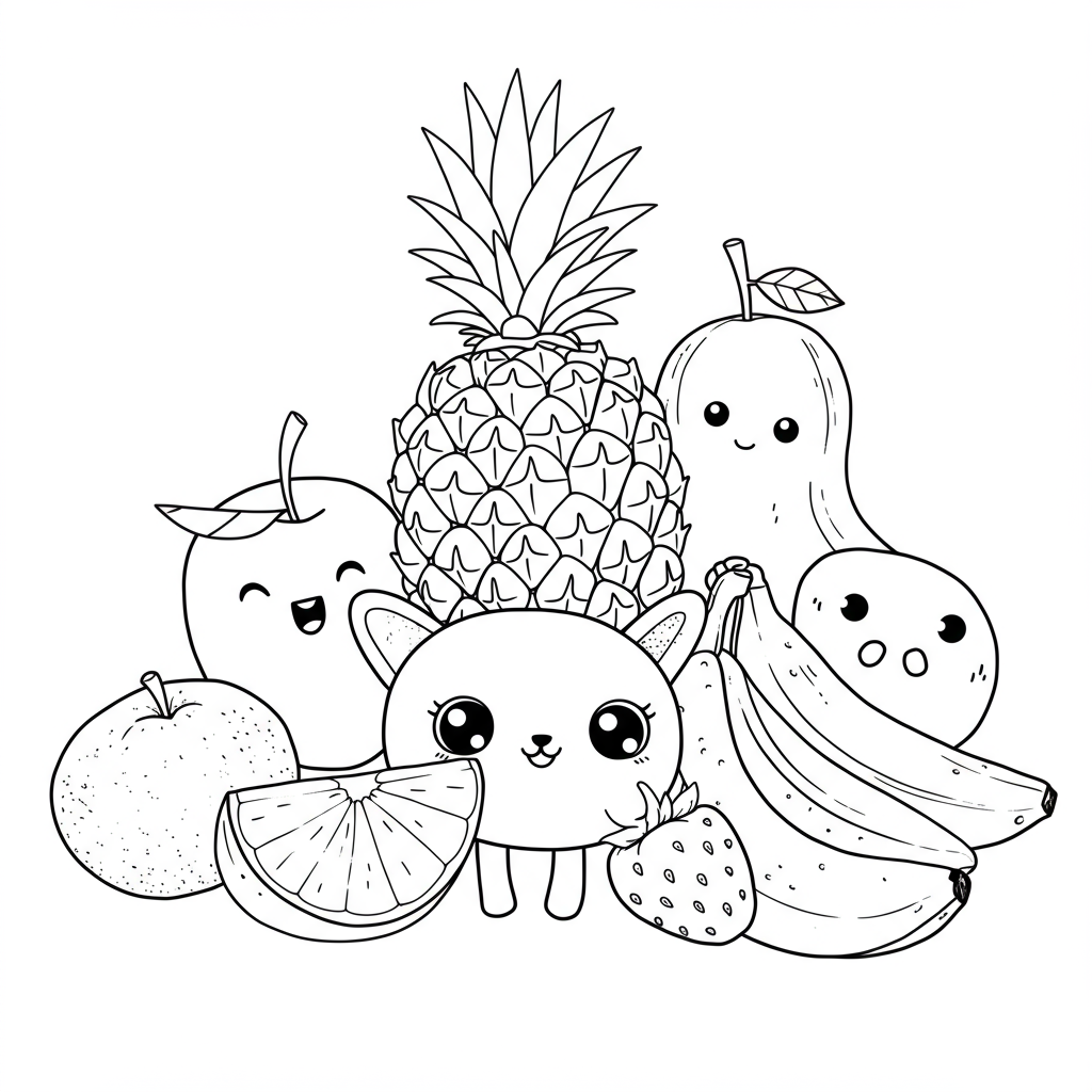 fruits for cute coloring page
