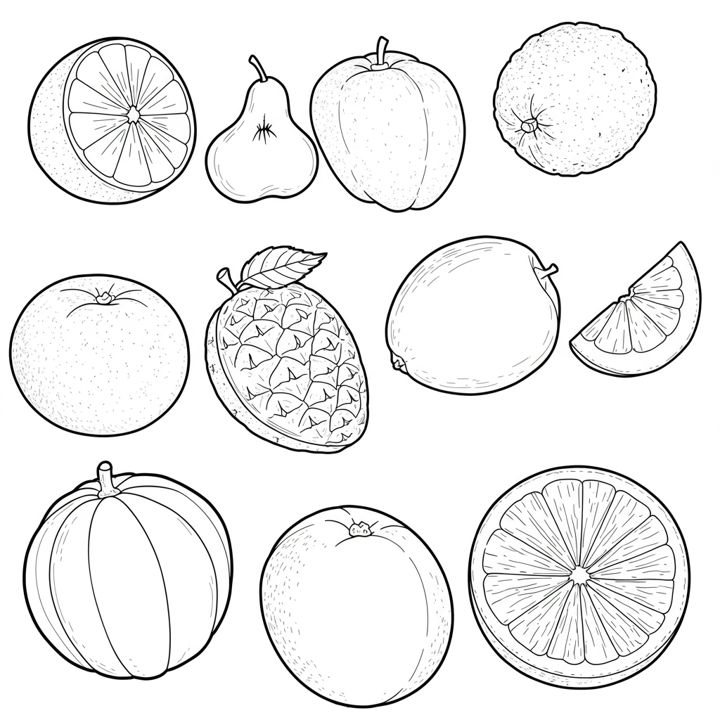 fruits for educational coloring page