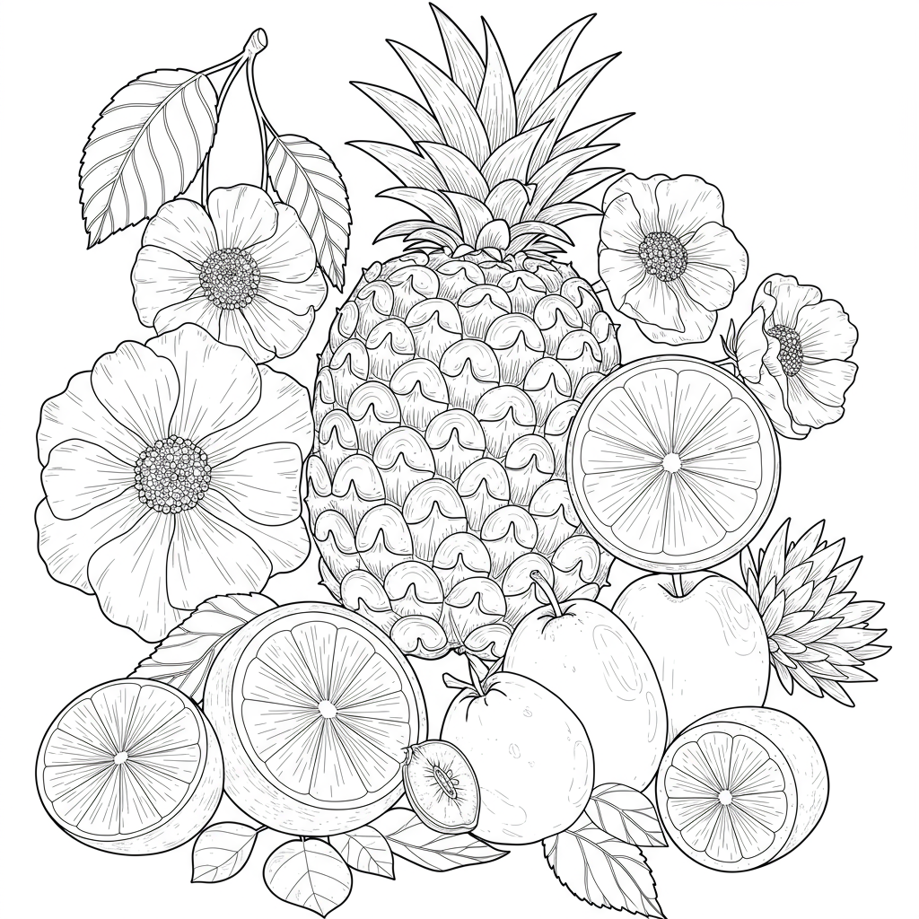 fruits for flowers coloring page