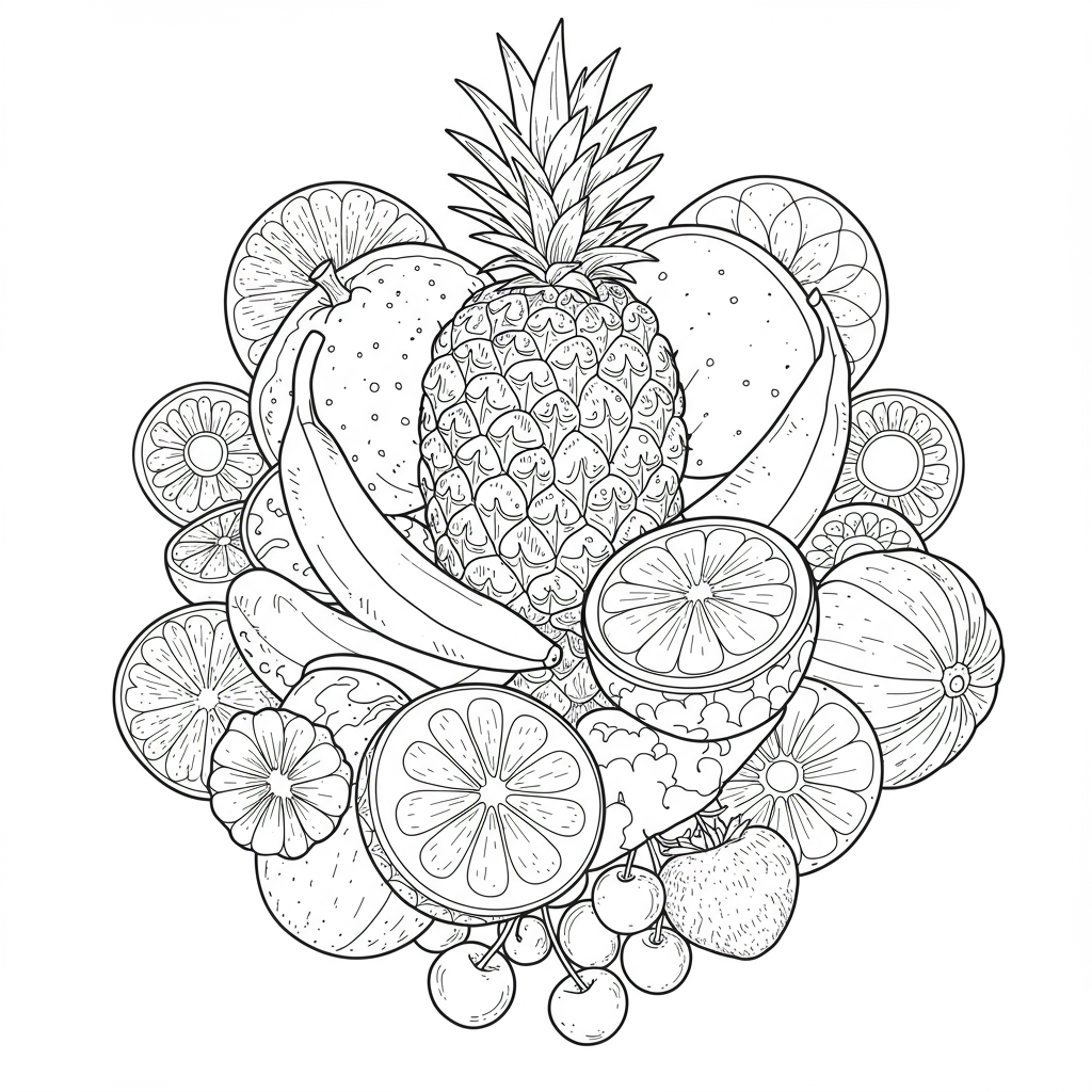 fruits for mandala coloring page