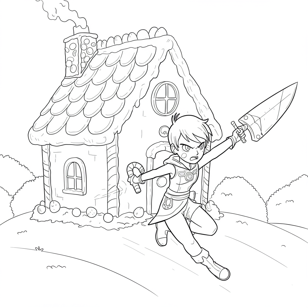 Lebkuchenhaus Action-Malvorlage
