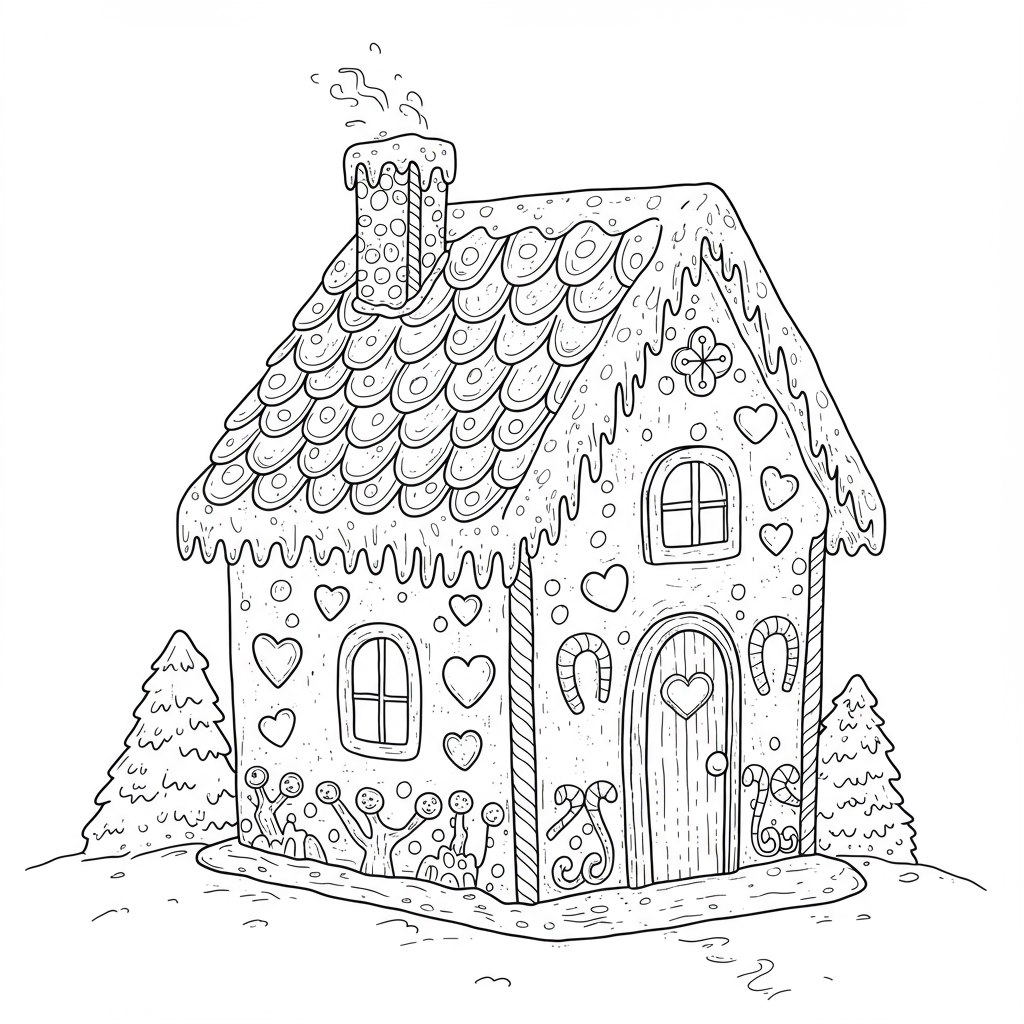 Lebkuchenhaus dekorative Malvorlage