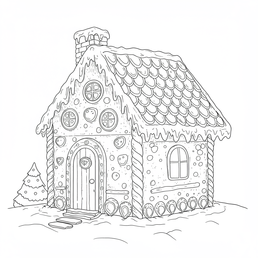 Lebkuchenhaus detaillierte Malvorlage