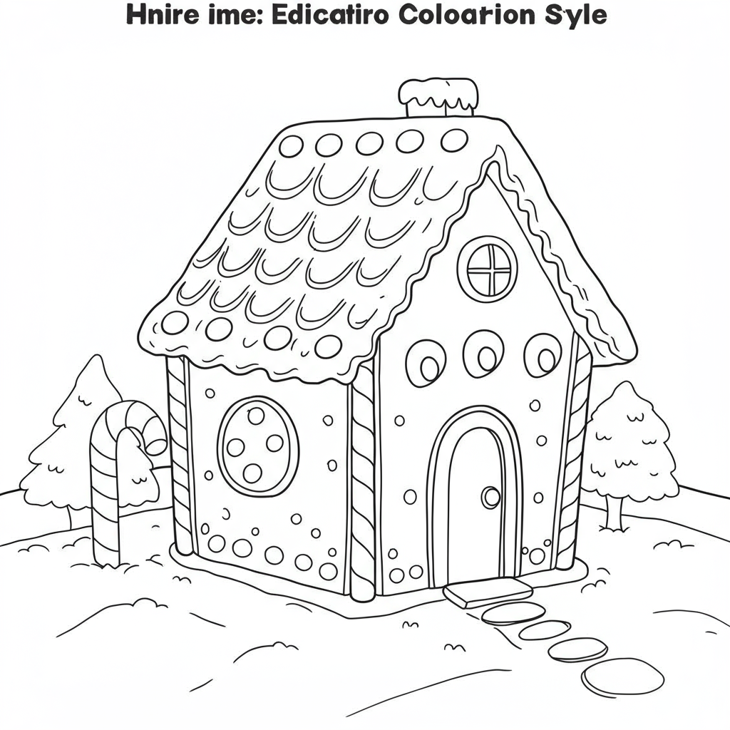 Lebkuchenhaus lehrreiche Malvorlage