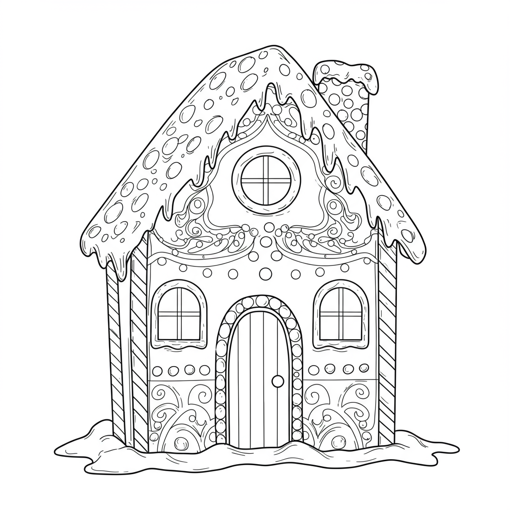 Lebkuchenhaus Mandala-Malvorlage