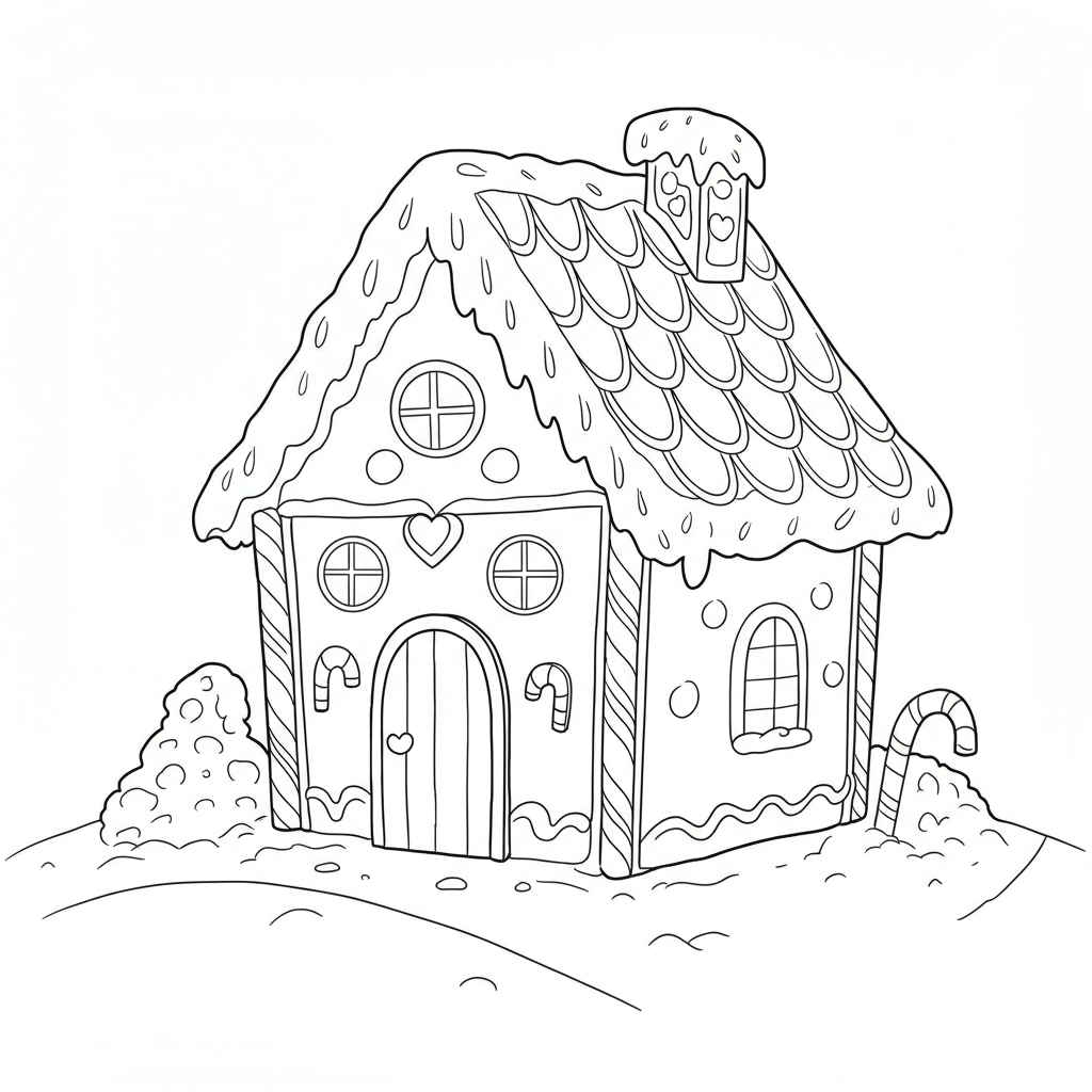 Lebkuchenhaus Porträt-Malvorlage