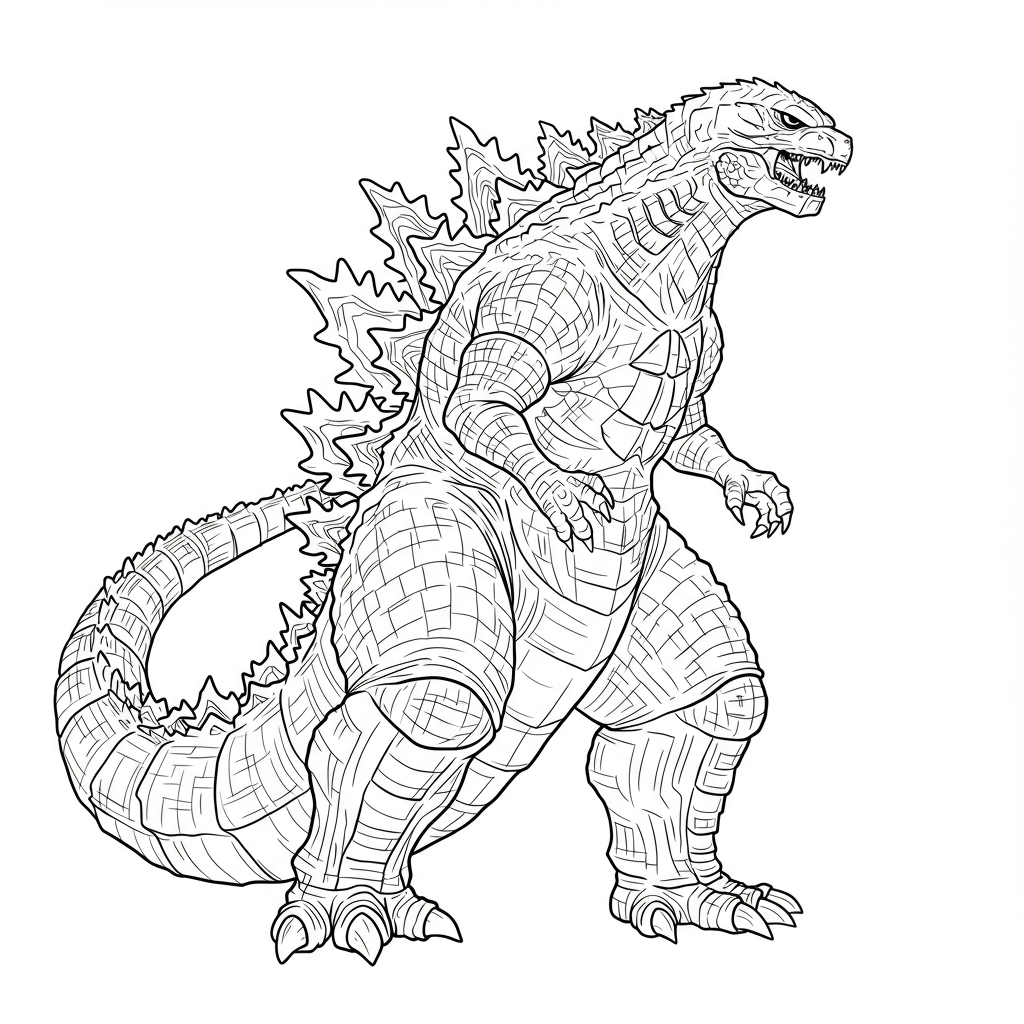 Godzilla abstrakte Malvorlage