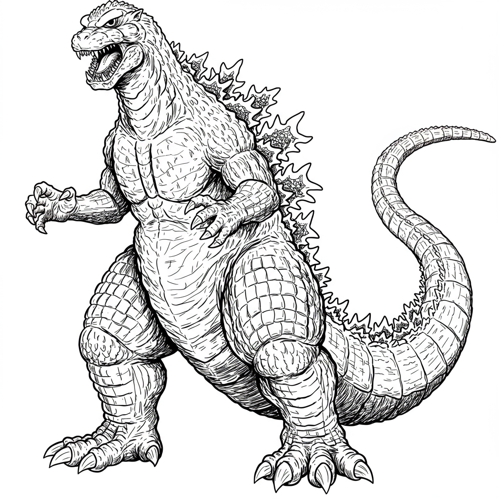 Godzilla detaillierte Malvorlage
