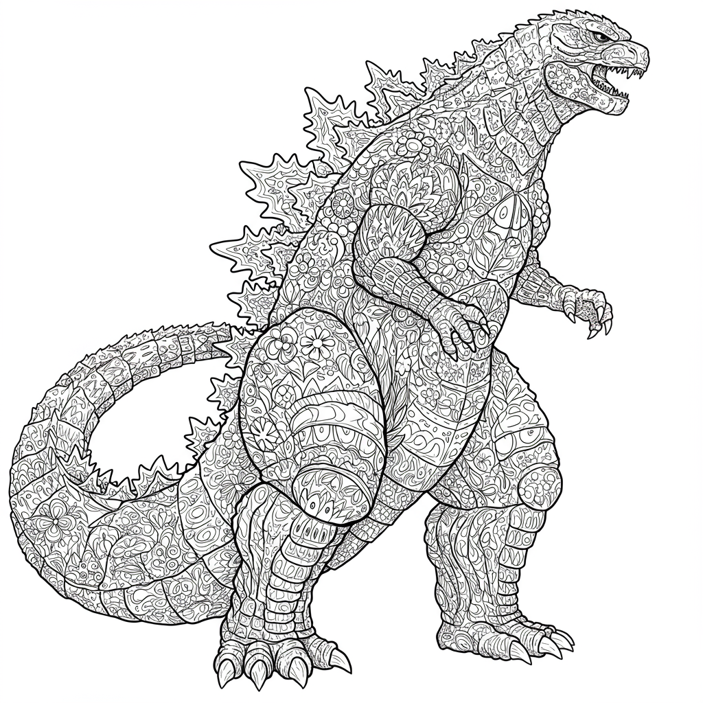 Godzilla Blumen-Malvorlage