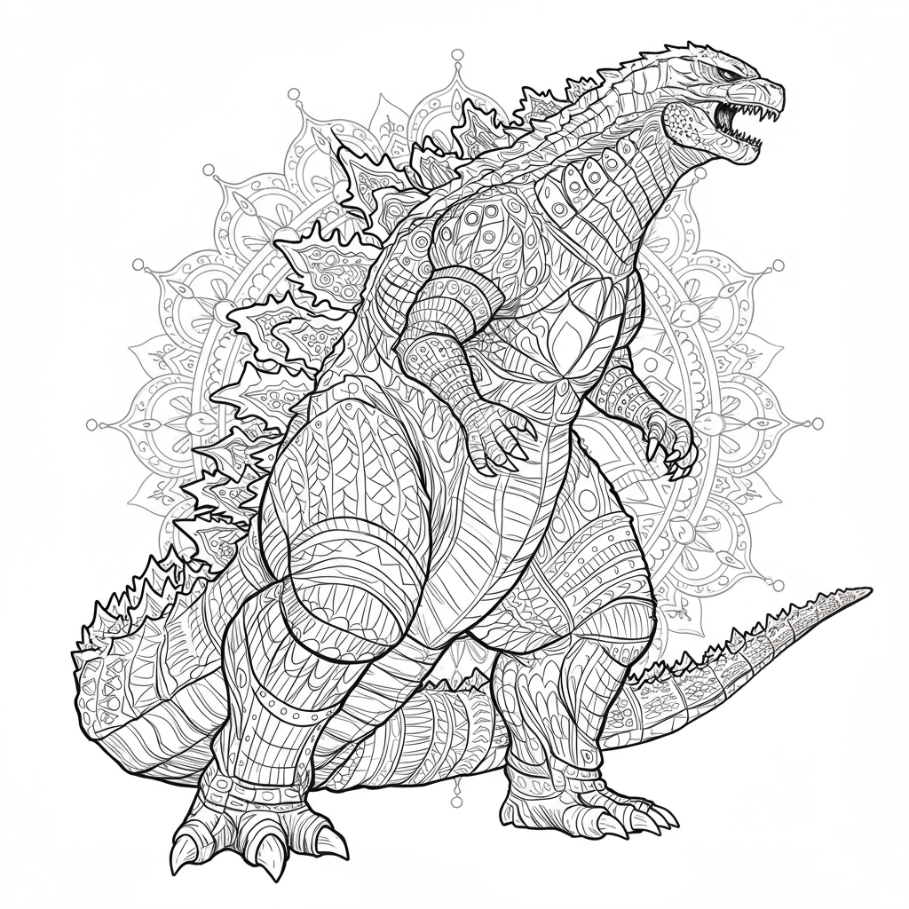 Godzilla Mandala-Malvorlage