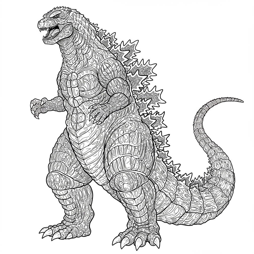 Godzilla Muster-Malvorlage