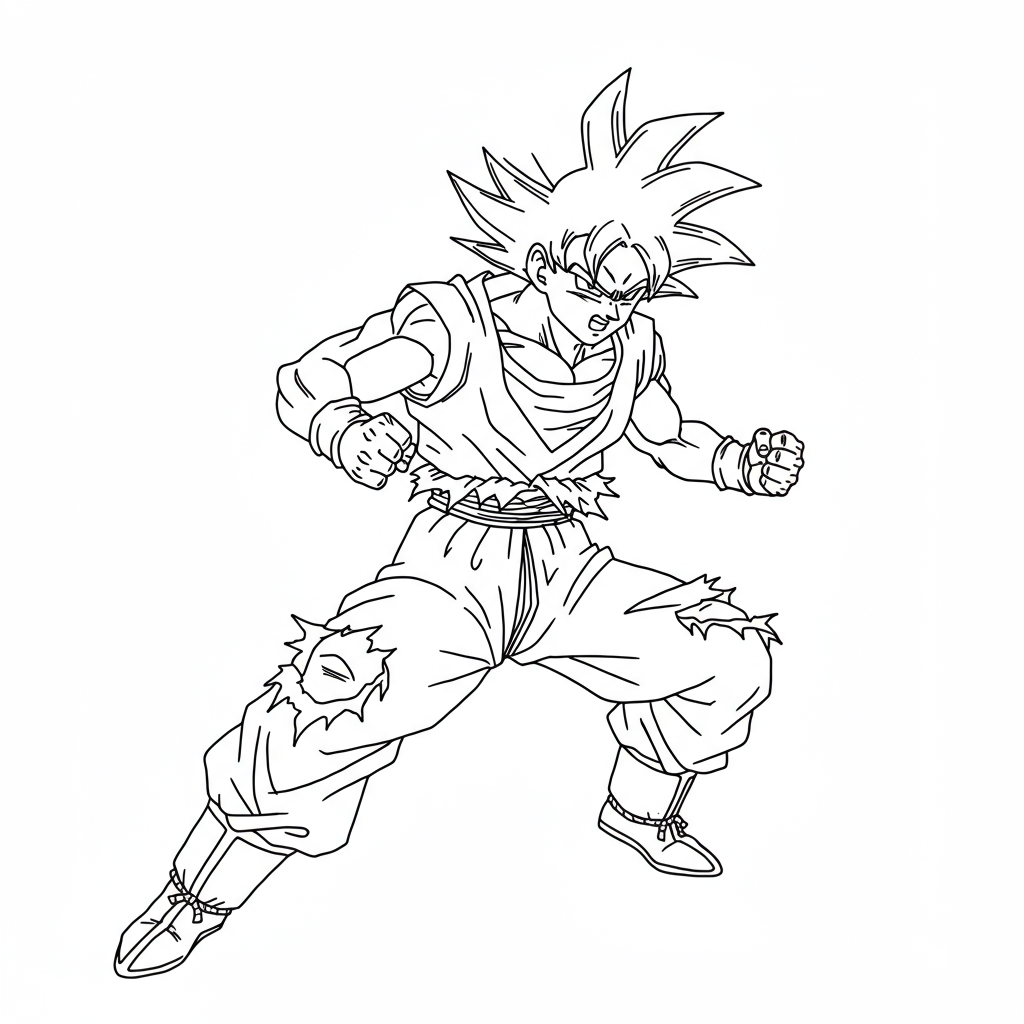 goku detailed coloring page