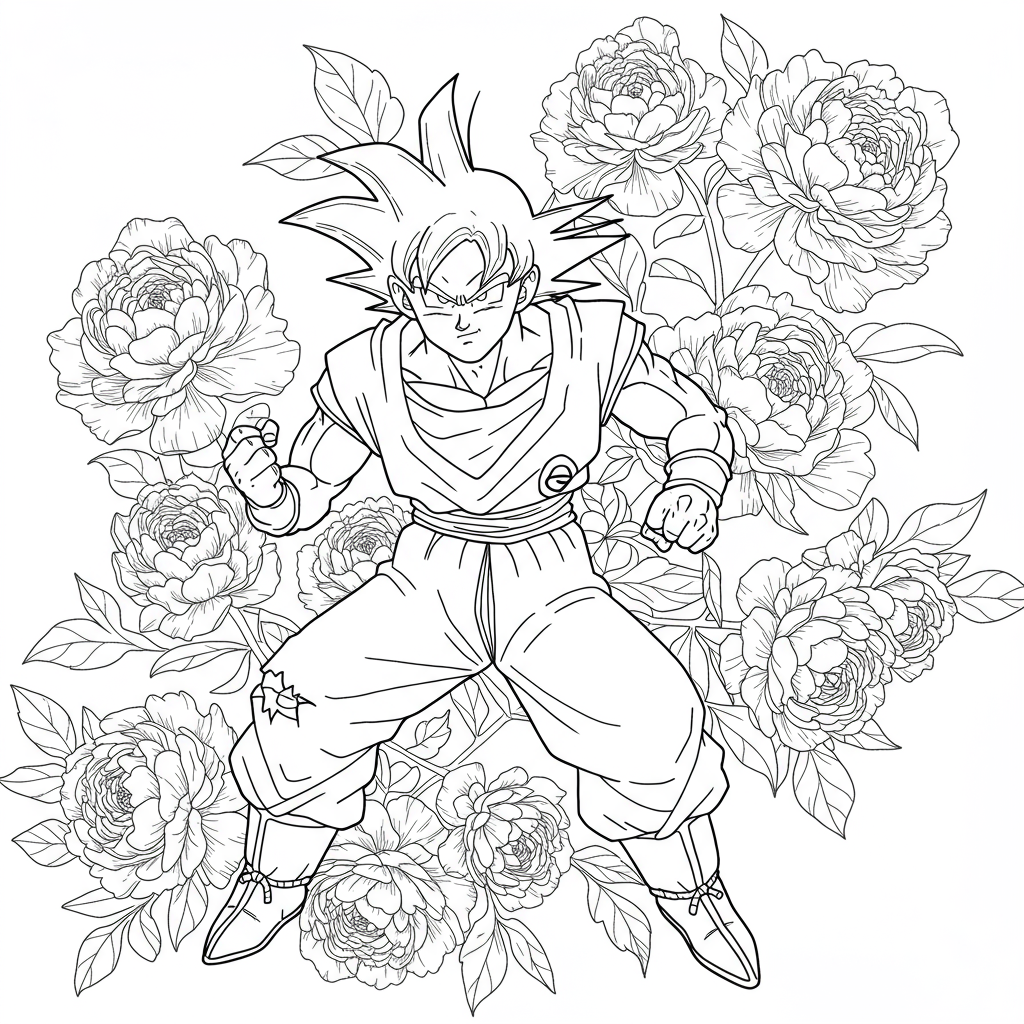 goku flowers coloring page