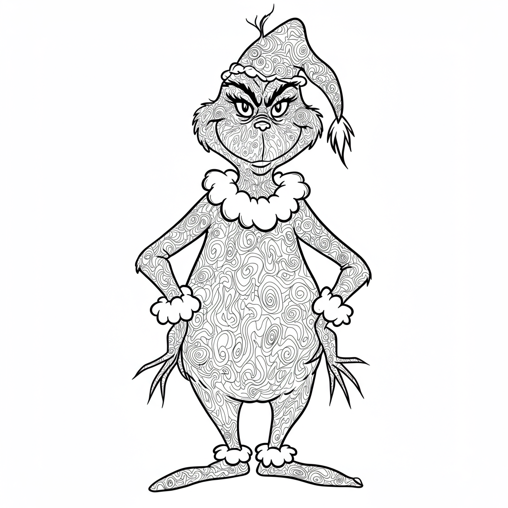 grinch detailed coloring page