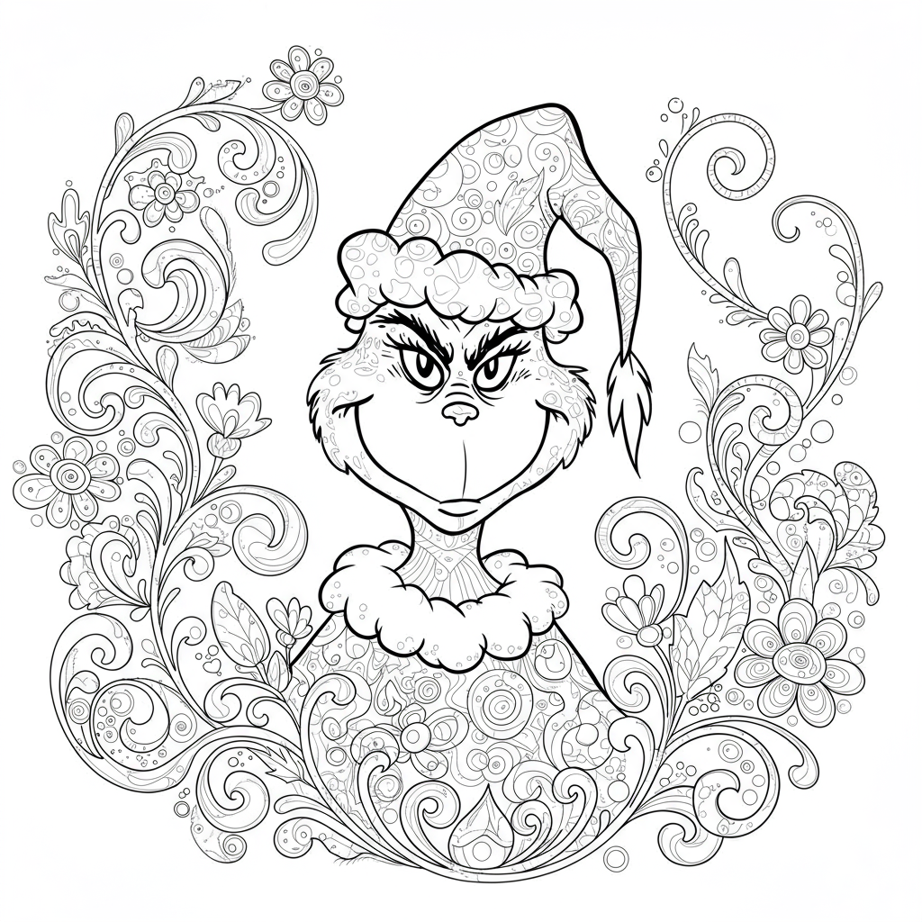 grinch flowers coloring page