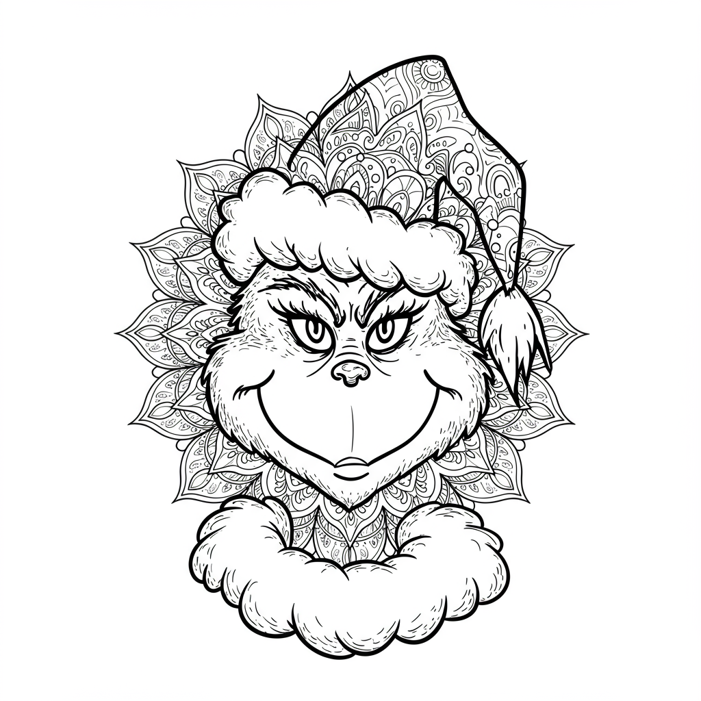 grinch mandala coloring page