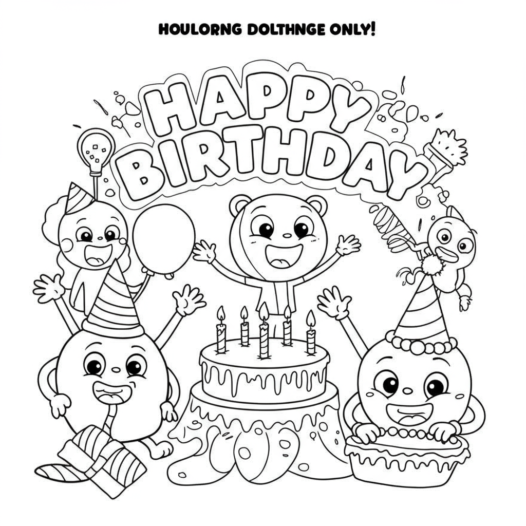 disegni da colorare happy birthday cartone animato