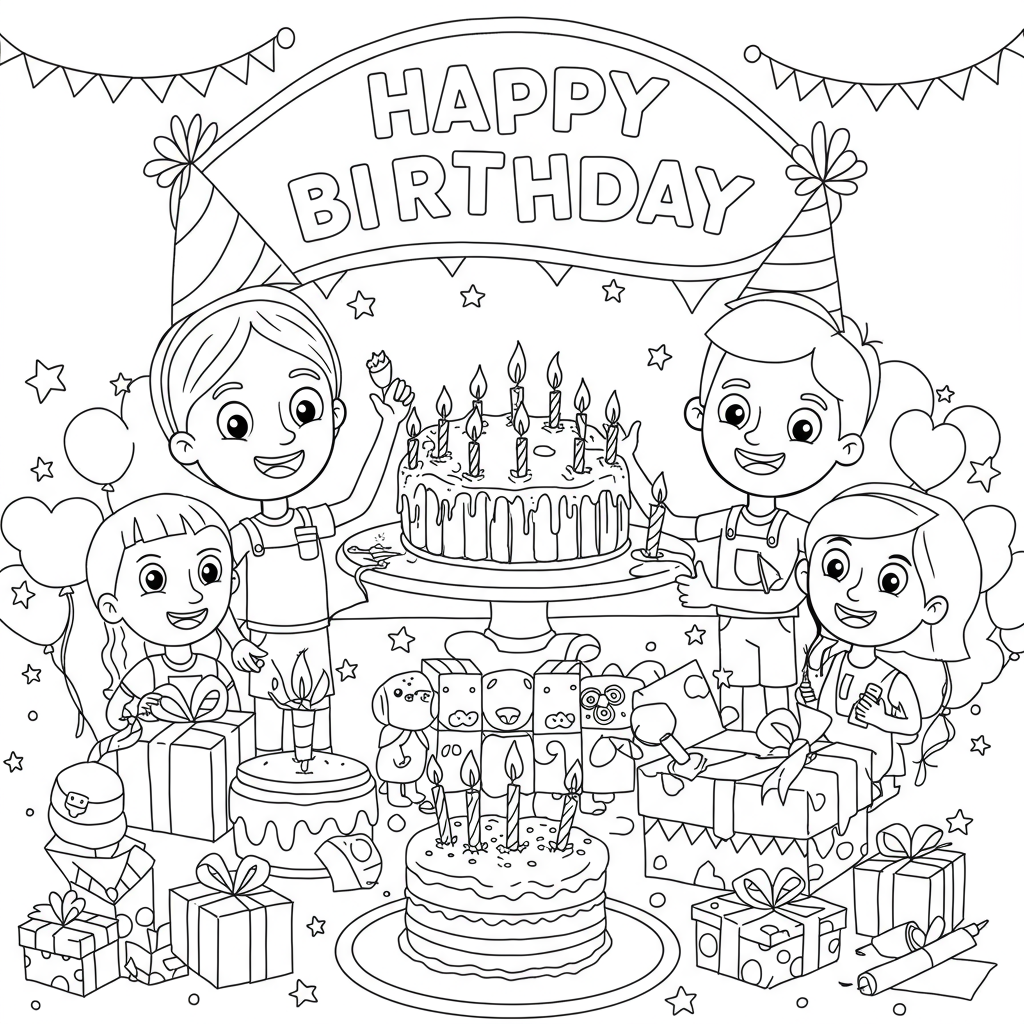 happy birthday educational coloring page