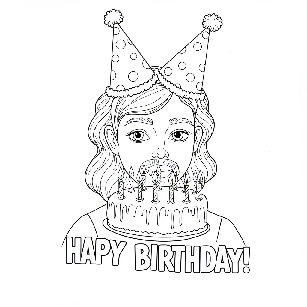 disegni da colorare happy birthday ritratto
