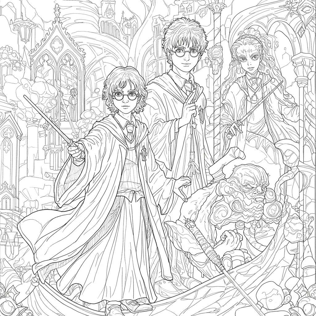 harry potter abstract coloring page