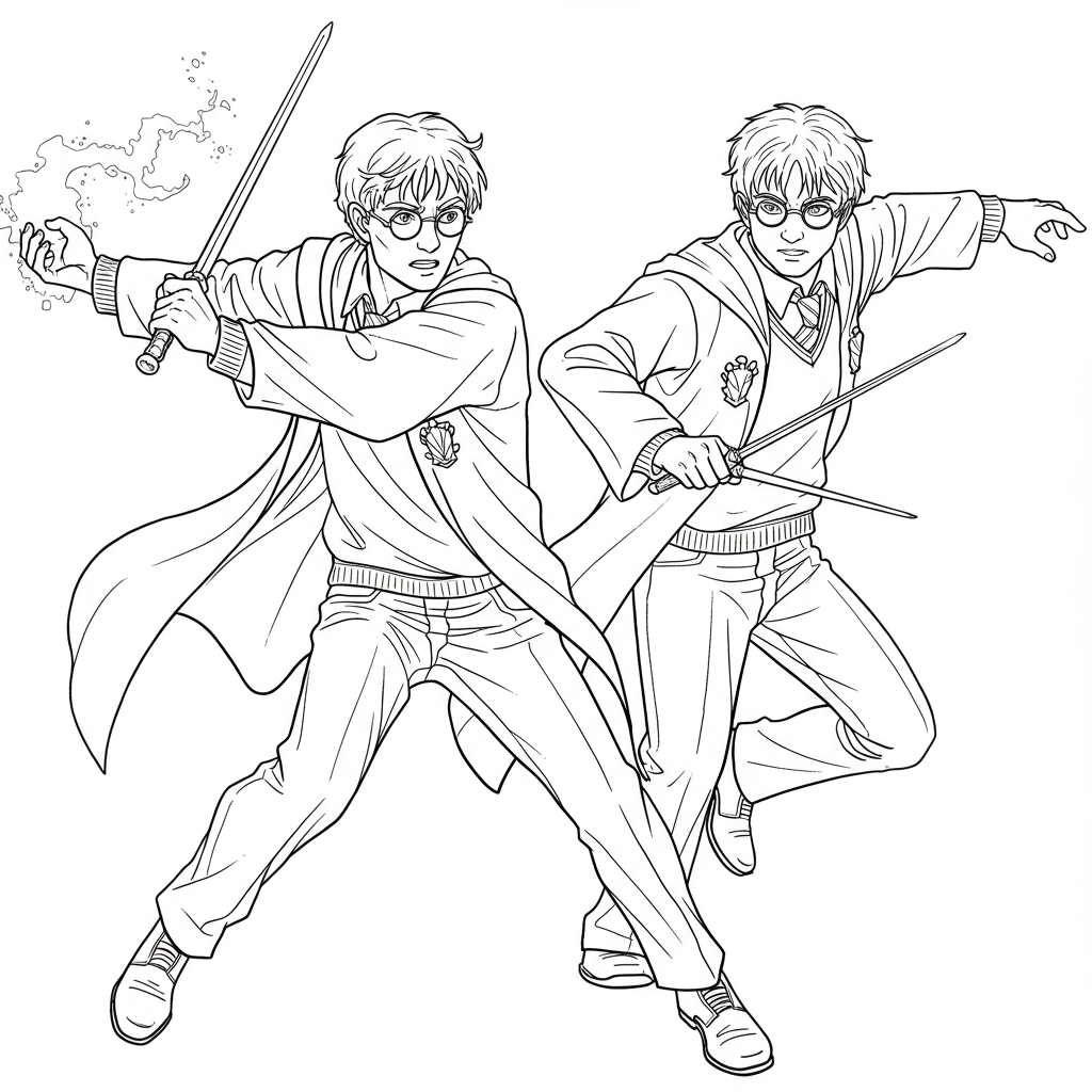 harry potter action coloring page