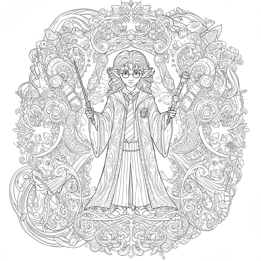 harry potter decorative coloring page