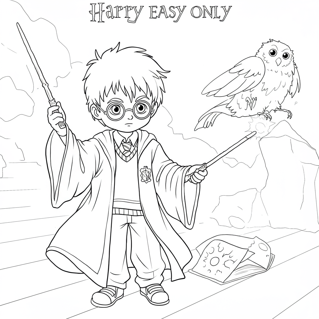 harry potter easy coloring page