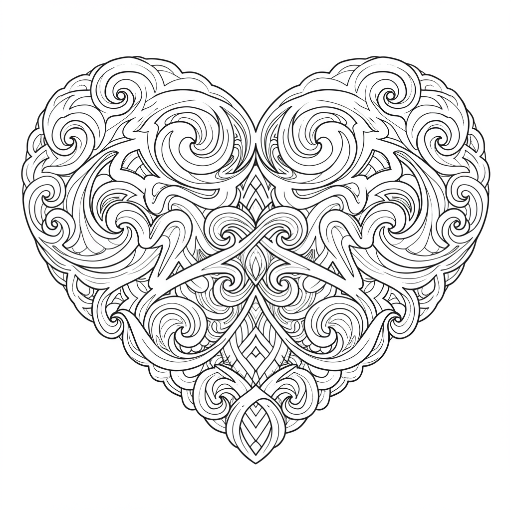 heart abstract coloring page