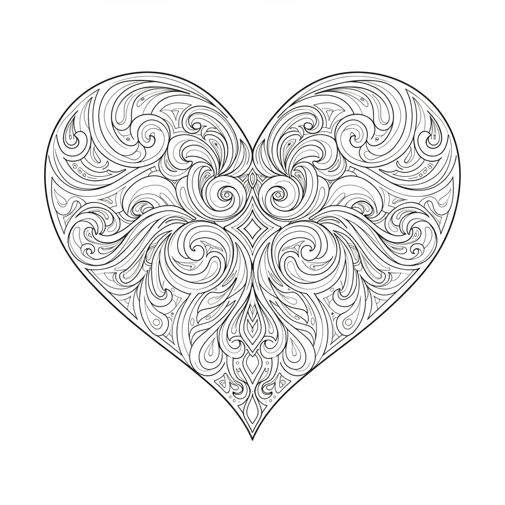 heart decorative coloring page