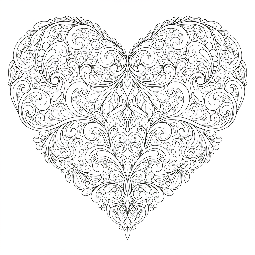 heart decorative coloring page
